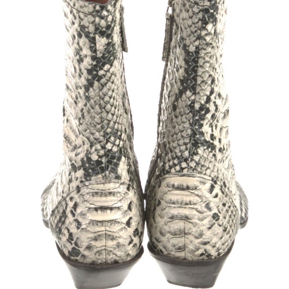 Acne Python-Print Pointed Toe Ankle Boots In Blac… - image 2